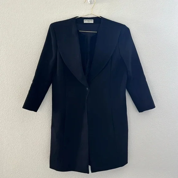 Balenciaga Virgin Wool Black Coat
